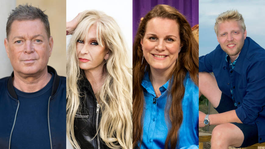 Fire kendte danskere, som er værter ved TV 2s indsamlingsshow til Knæk Cancer