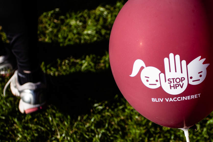 Ballon med teksten 'Stop HPV - bliv vaccineret'