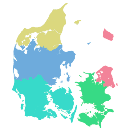 Danmarkskort over regionerne