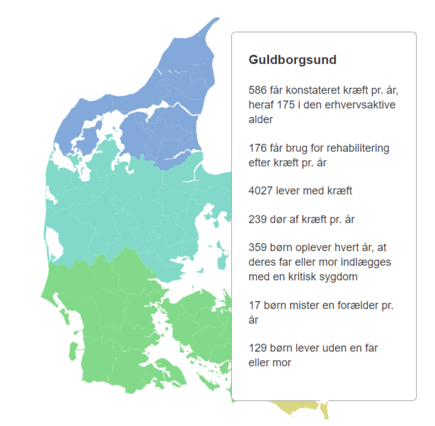 Danmarkskort over kommunale kræfttal med fokus på Guldborgsund